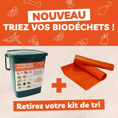 distributions  : bioseau + sacs orange pour trier vos biodéchets